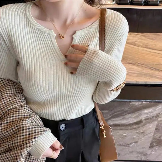 Thin V Neck Autumn Winter Sweaters For Women