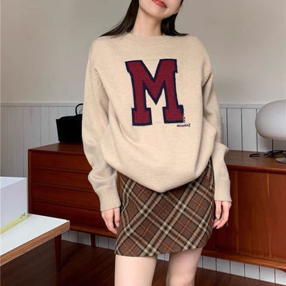 Women's Loose Letter Pullover Sweater – Casual Cozy Streetwear Style