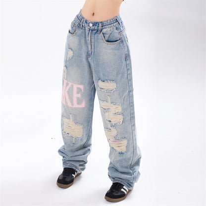Unisex Ripped Denim Jeans – Streetwear Beggar-Chic Style