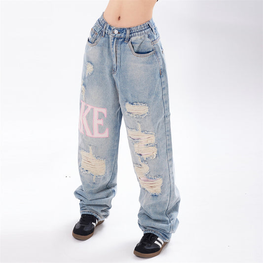 Unisex Ripped Denim Jeans – Streetwear Beggar-Chic Style