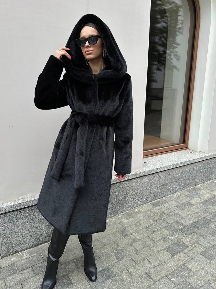 Fur Hooded Womens New Fashion Long Wool Winter Coats