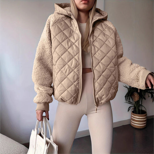 Womens Casual Sleeveless Zip Up Puffer Hooded Jacket Coat