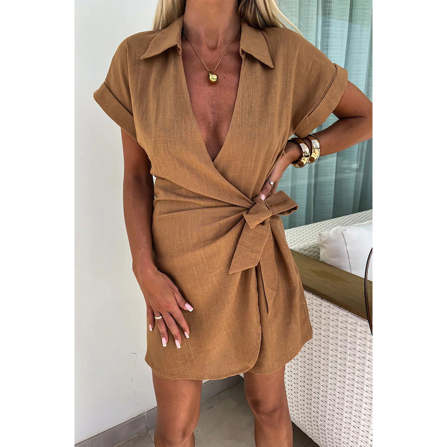 Sporty Turn Down Collar Jumpsuit Casual Streetwear