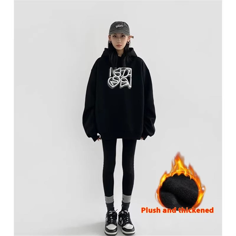 All-American Comfort: Heavy Cotton Hooded Sweater for Women