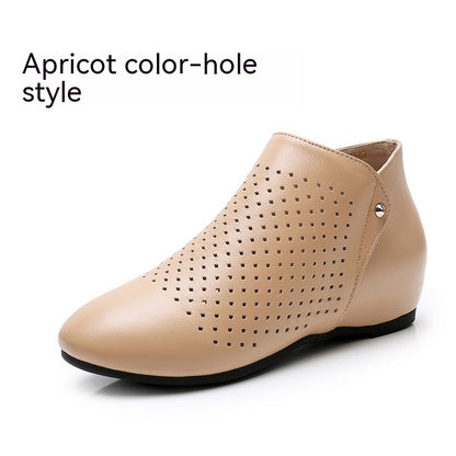 Back Zipper Closure Elegant Brushed Leather Summer Shoes For Women