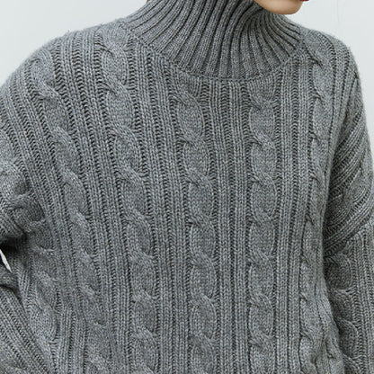 Fried Dough Twist Cable Knit High Turtleneck Sweaters – Elegant Winter Essential
