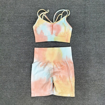 Tie-Dye Seamless Two-Piece Activewear Outfit Set | Vibrant Style 2025 Aesthetic