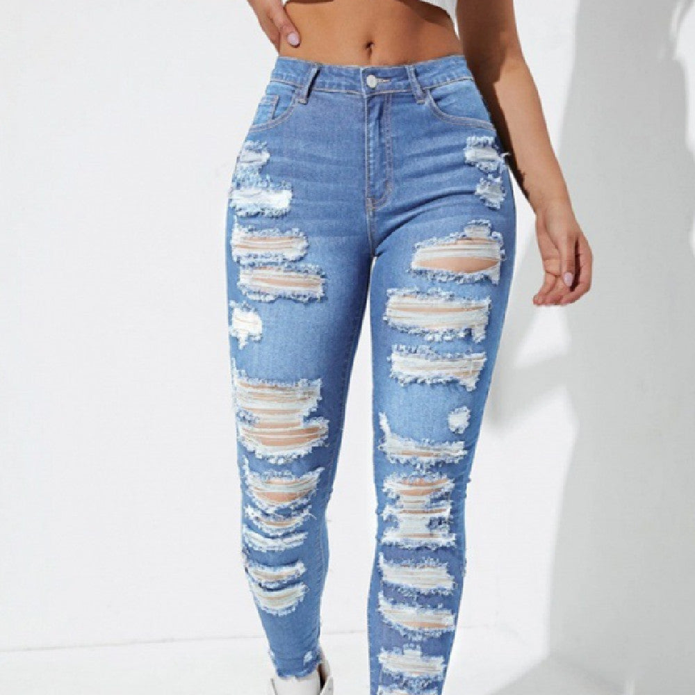All-Match High-Waist Skinny Denim Trousers – Flattering Full-Length Jeans