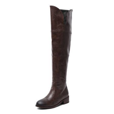 Over-the-Knee Flat Boots for Women | Stretch Thigh High Winter Boots with Square Heel