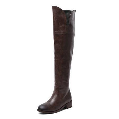 Over-the-Knee Flat Boots for Women | Stretch Thigh High Winter Boots with Square Heel