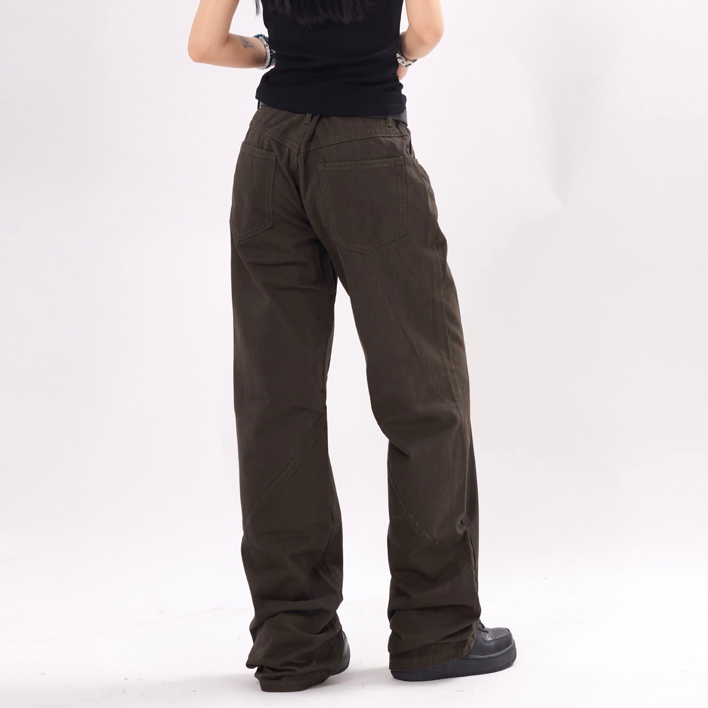 Unisex Loose Casual Dotted Trousers – Mid-Waist Relaxed Cotton Pants