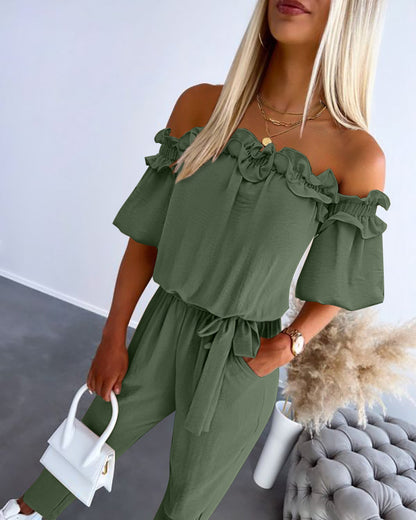 Off-Shoulder Jumpsuit for Women – Elegant Summer Outfit 2025