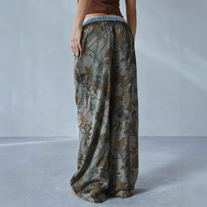 Loose Casual Camouflage Wide-Leg Trousers – Mid-Waist Streetwear Pants