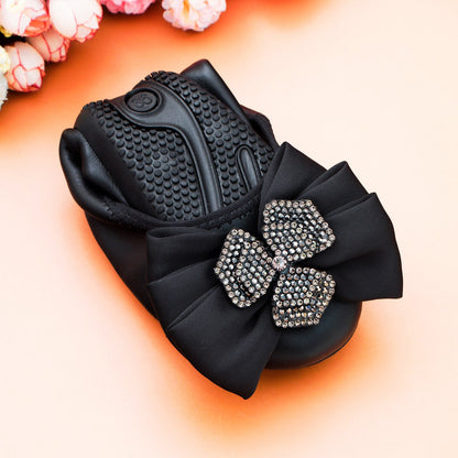 Womens Crystal Ribbon Design Transparent Low Heel Summer Shoes