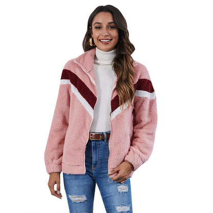 Cozy Striped Plush Jacket – Coats Outfits Women & Chic Winter Layering