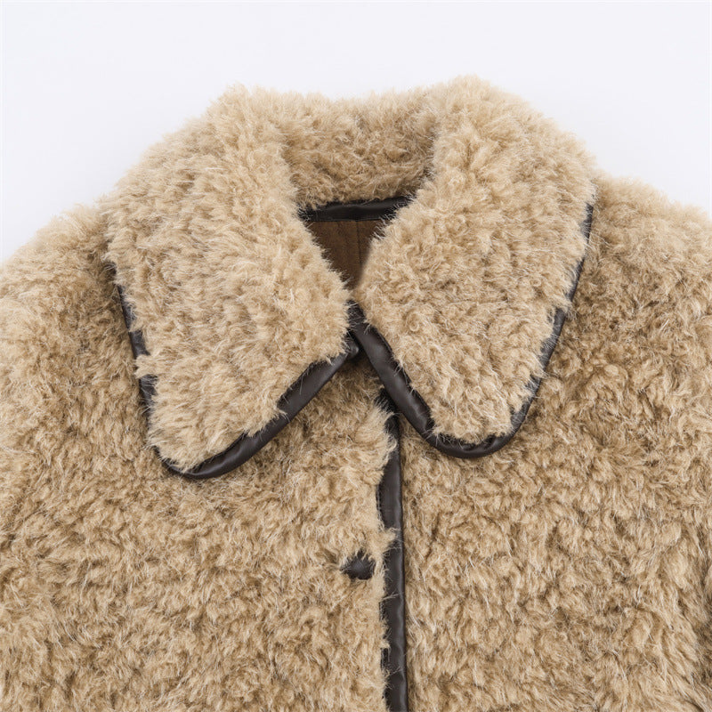 Warm Faux Lamb Wool Hooded Jacket Stylish Winter Parka
