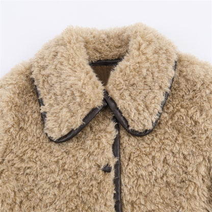 Warm Faux Lamb Wool Hooded Jacket Stylish Winter Parka