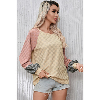 Loose Chessboard Plaid Oversized Sweaters for Women – Khaki Pullover, Cute Autumn & Winter Outfit