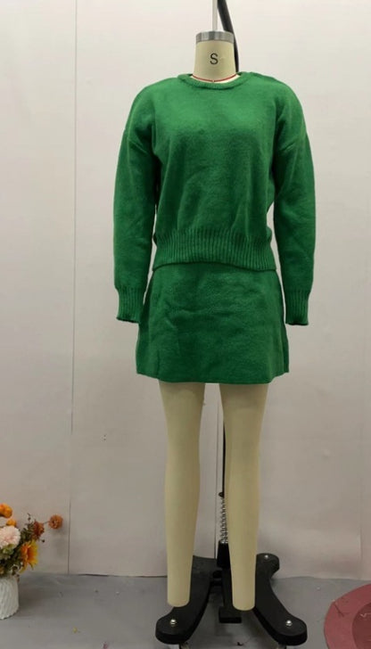 Korean-Inspired Two-Piece Sweater & Skirt Outfit Set | Casual Style 2025 Aesthetic