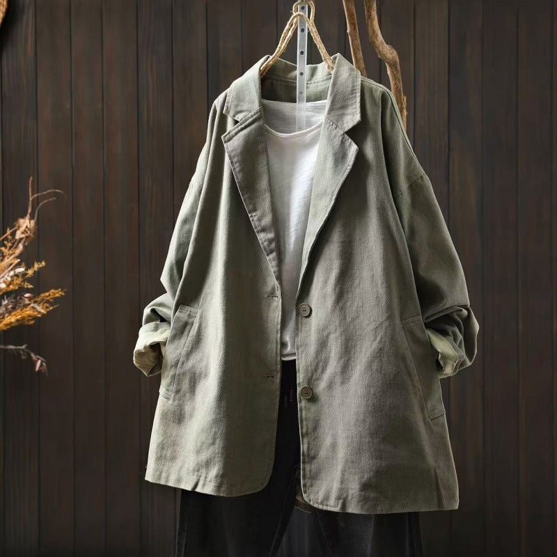 Army Green Womens Autumn Style Thin Long Jackets