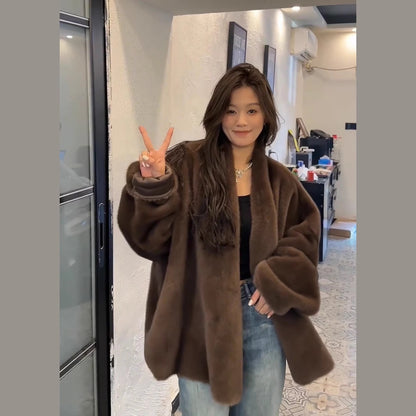 Single Breasted V Neck Loose Style Coats For Women