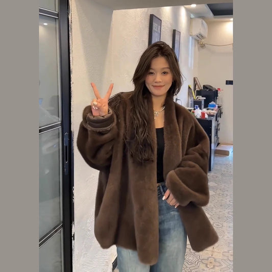 Single Breasted V Neck Loose Style Coats For Women