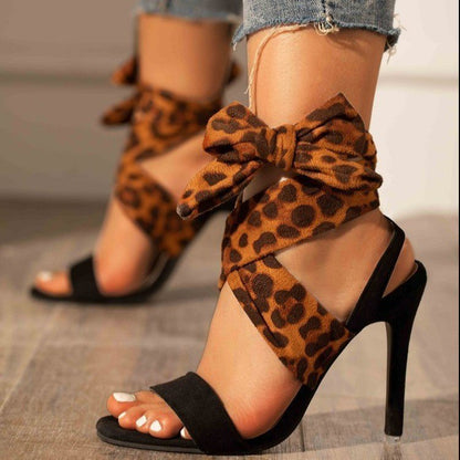 Womens Leopard Design Ankle Strap Summer Shoes