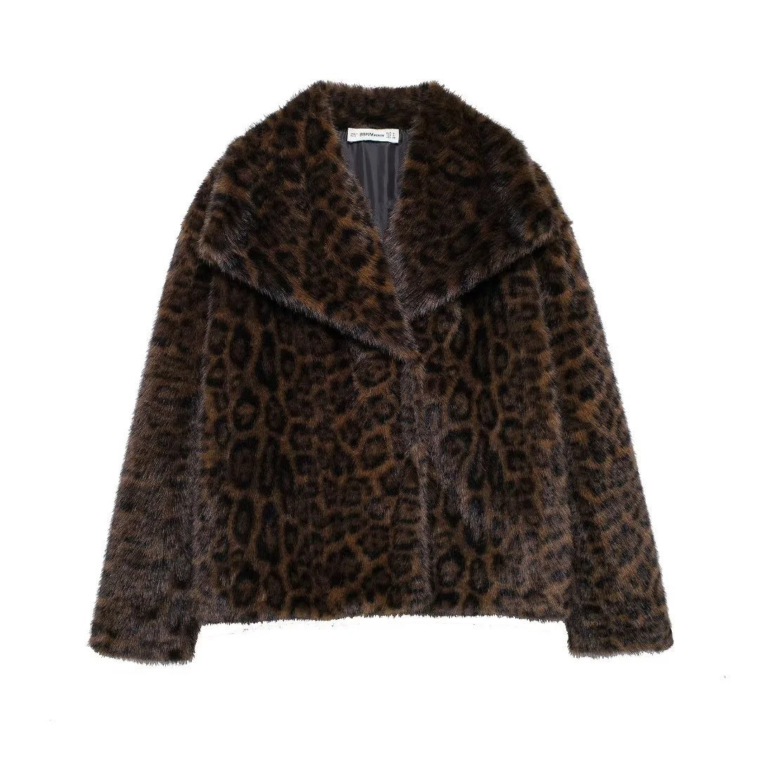 Elegant Women Collarless Thick Faux Fur Coats