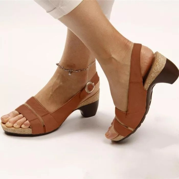 Korean Style Women S Peep Toe Sandals Hook Loop Strap Platform Flats For Summer