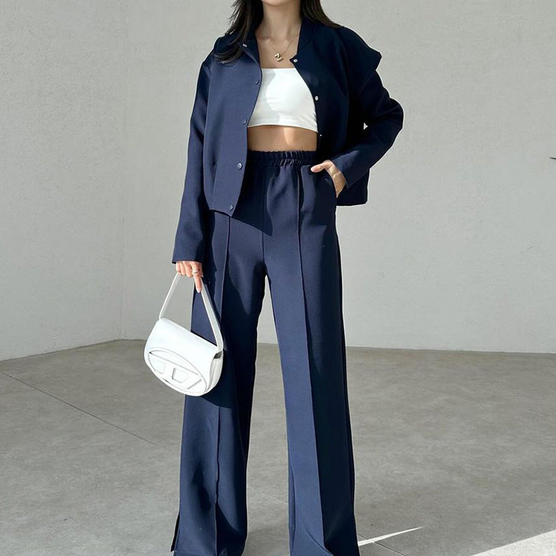 Button-Down Loose Coat & Pants Two-Piece Outfit Set | Elegant Casual Style 2025