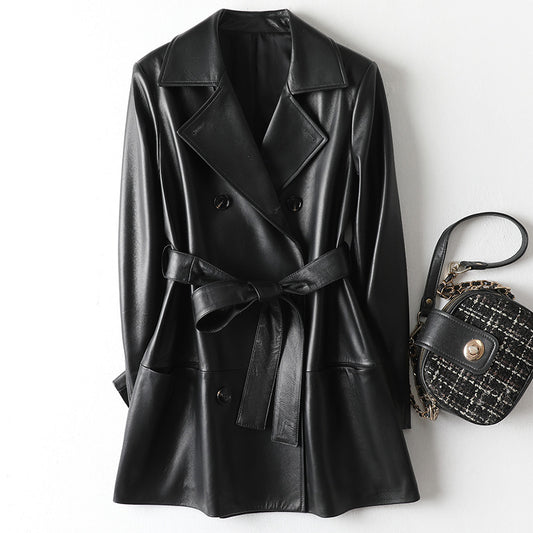 Fashionable Black Blazer Jacket for Women – Loose Fit Leather Coats & Jackets Elegant Style 2025