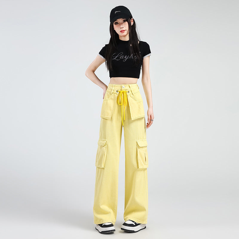 Lemon Yellow High-Waist Wide-Leg Overalls – Chic Socialite Style