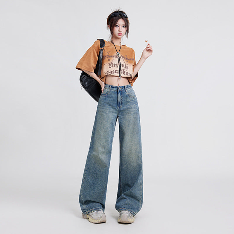 High Waist Baggy Jeans Straight Leg Korean Fashion For Women