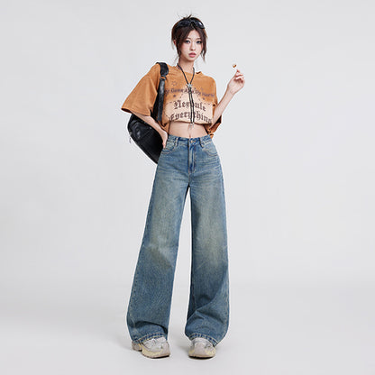 High Waist Baggy Jeans Straight Leg Korean Fashion For Women