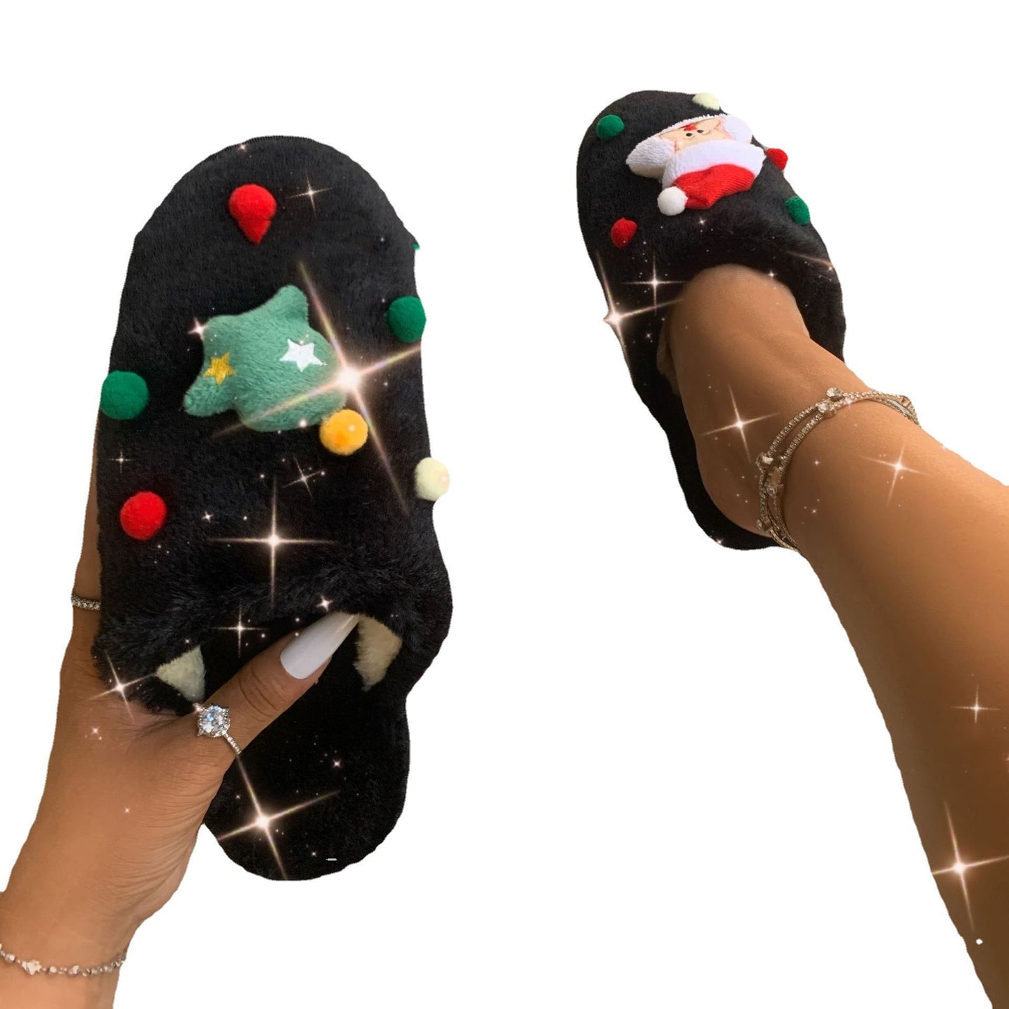 Christmas Suede Slippers – Cozy Holiday Indoor Footwear for Women