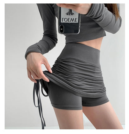 Skirts High Waist Pleated Fitness Skirt Active Trend