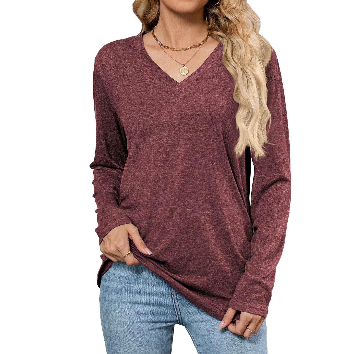 V-Neck Solid Pullover – Effortless Urban Elegance