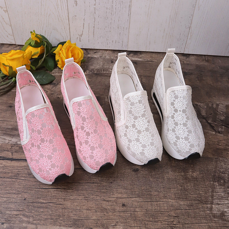Lace Mesh Flats for Women | Elegant Satin Casual Shoes