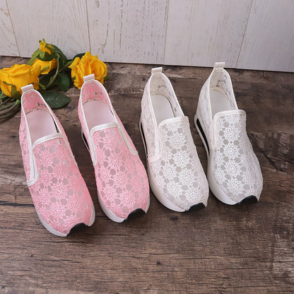 Lace Mesh Flats for Women | Elegant Satin Casual Shoes