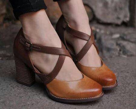 Orange Belt Elegant High Heel Pointed Toe Shoes For Women