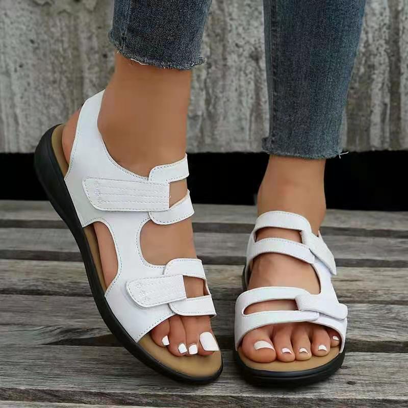 Women S Retro Summer Wedge Sandals Hook Loop Closure Hollow Out Beach Casual Shoes