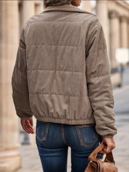 Women's Zip Up Snap Button Padded Winter Coat | Cozy & Stylish Cold Weather Puffer Jackets