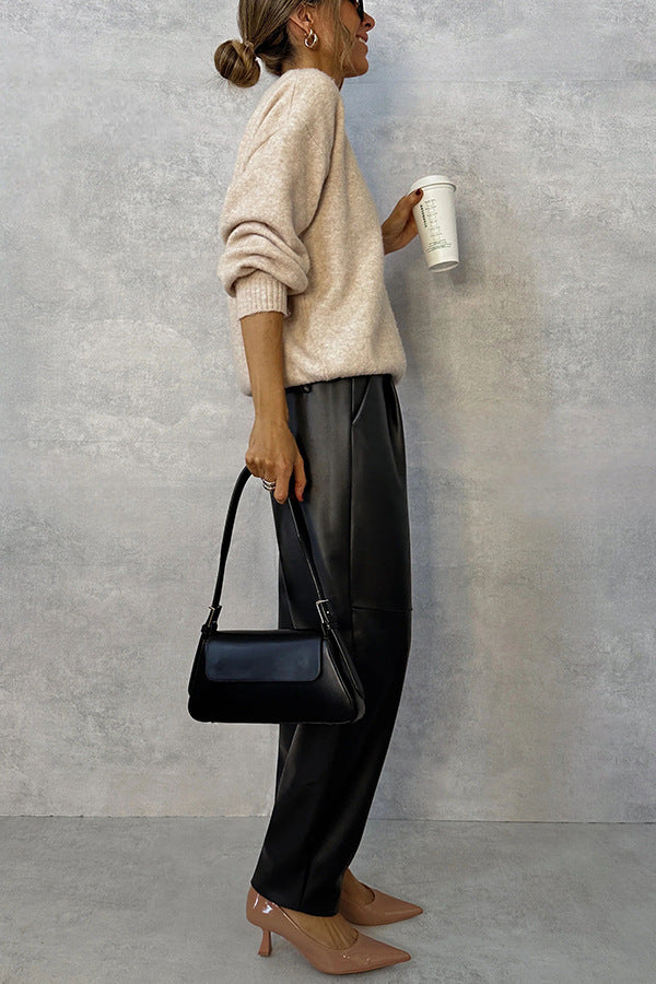 One Size Elastic Waist Flower Pattern Women Jogger Pants