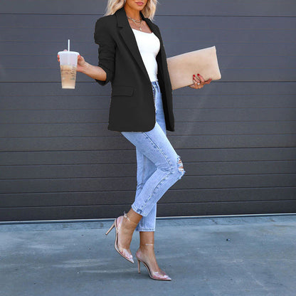 Sequined Shiny Long Sleeve Casual Office Style Blazer Coat For Women