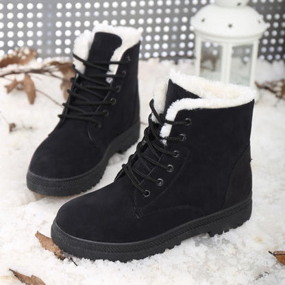 Womens Waterproof Snow Boots Fashion Winter Ankle Boots Lightweight Warm Casual Shoes Black Botas Mujer