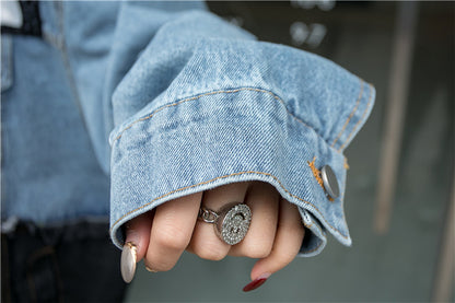 Basic Style Ripped Cool Denim Jacket For Women