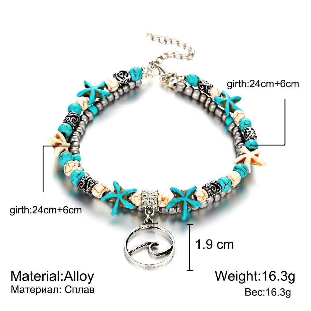 Starfish Beaded Adjustable Ankle Bracelets