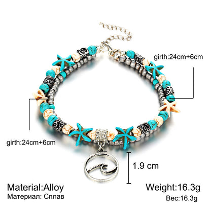 Starfish Beaded Adjustable Ankle Bracelets