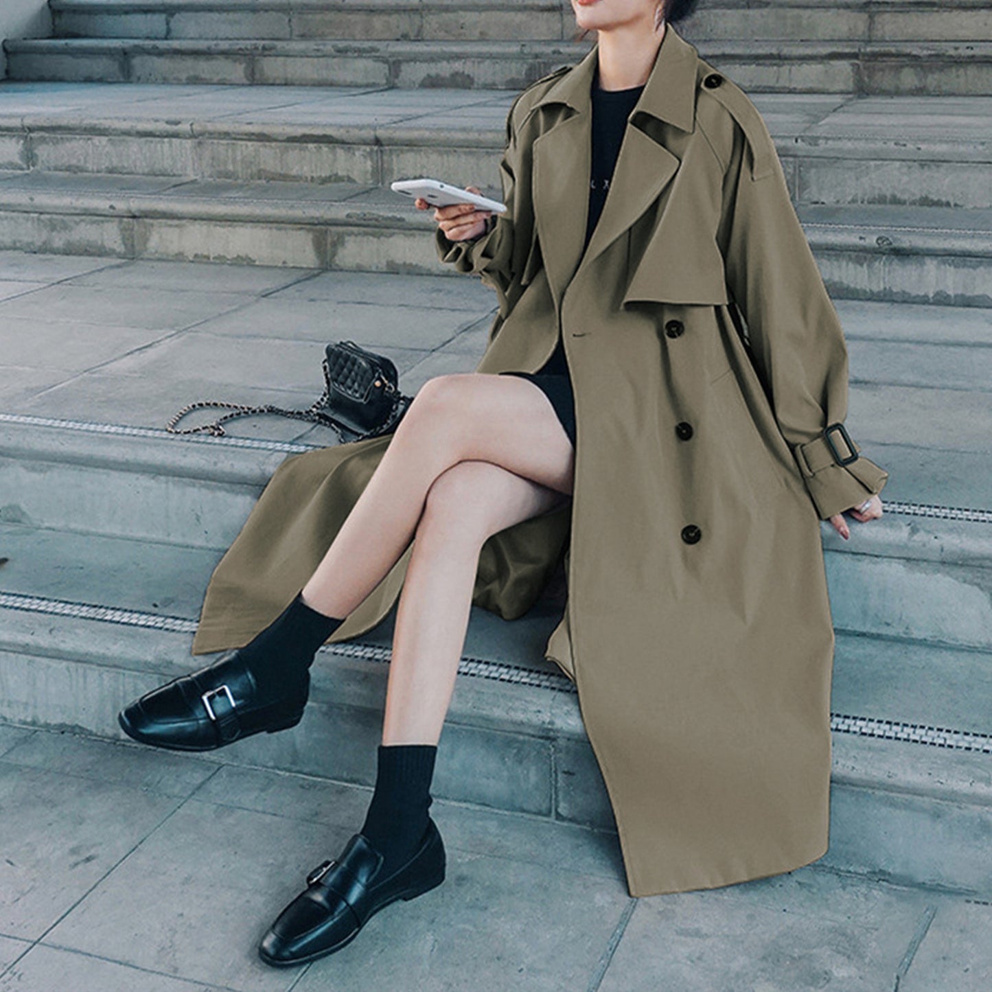 ElegantTrench Korean-Style Coat – Trench Coats Women Outfit Classy & Chic Spring Autumn Outfits