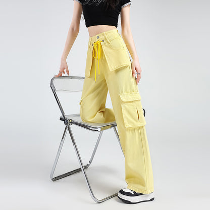 Lemon Yellow High-Waist Wide-Leg Overalls – Chic Socialite Style